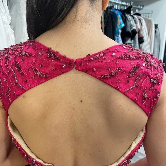 NWT Mac Duggal Red Pink Mermaid Formal Gown $798 - Picture 7 of 13